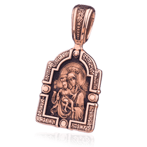 обзорное фото Иконка Божией Матери Милующая 024649  Золотые подвески иконки