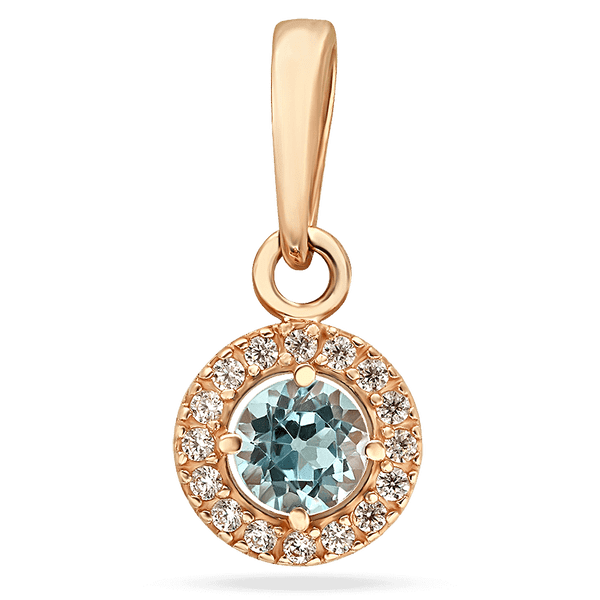 Золотой кулон круглым с голубым топазом и фианитами 036445 детальное изображение ювелирного изделия Золотые подвески Золотой кулон круглым с голубым топазом и фианитами 036445 детальное изображение ювелирного изделия Золотые подвески