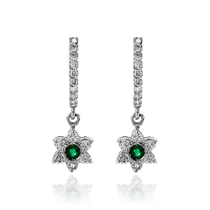 обзорное фото Золотые серьги конго Цветок с бриллиантами и изумрудами 036670 Золотые серьги обзорное фото Золотые серьги конго Цветок с бриллиантами и изумрудами 036670  Золотые серьги