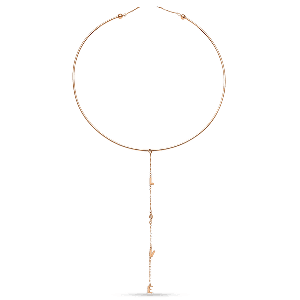 Жёсткое колье в красном золоте с подвеской Love 032026 детальное изображение ювелирного изделия Золотые колье с камнями Жёсткое колье в красном золоте с подвеской Love 032026 детальное изображение ювелирного изделия Золотые колье с камнями