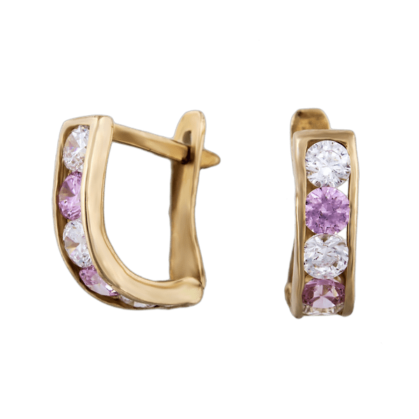 Золоті сережки з цирконієм100309р детальне зображення ювелірного виробу