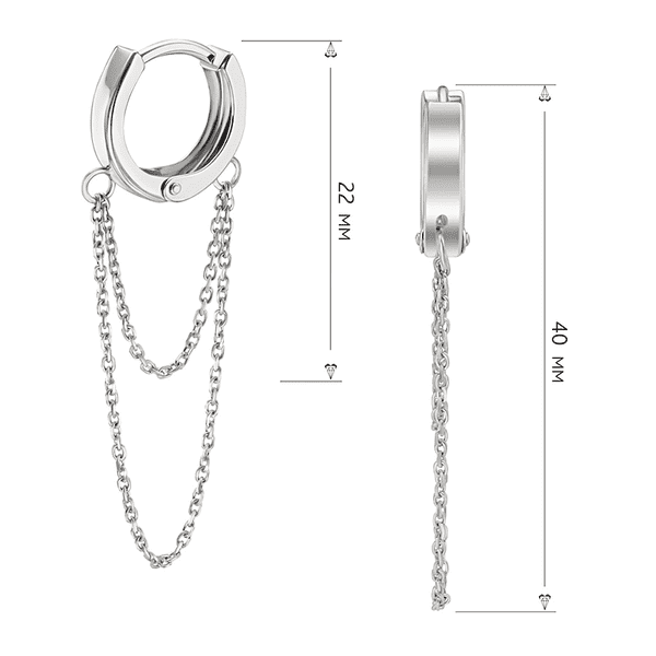 Серьги конго в белом золоте с цепочками разной длины  Серьги конго в белом золоте с цепочками разной длины