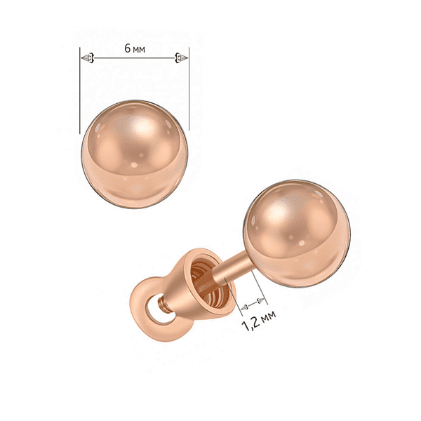 Серьги-пусеты в красном золоте Шарики купить Серьги-пусеты в красном золоте Шарики купить