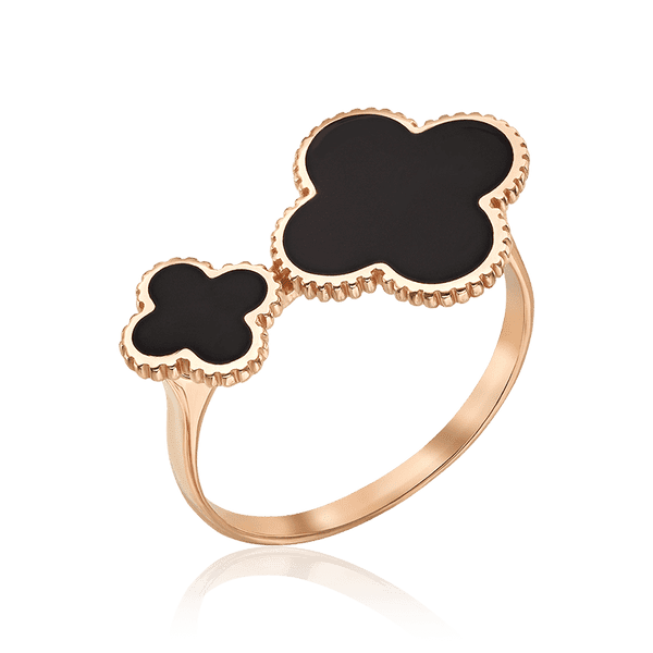 Кольцо два клевера в красном золоте 585 Кольцо два клевера в красном золоте 585