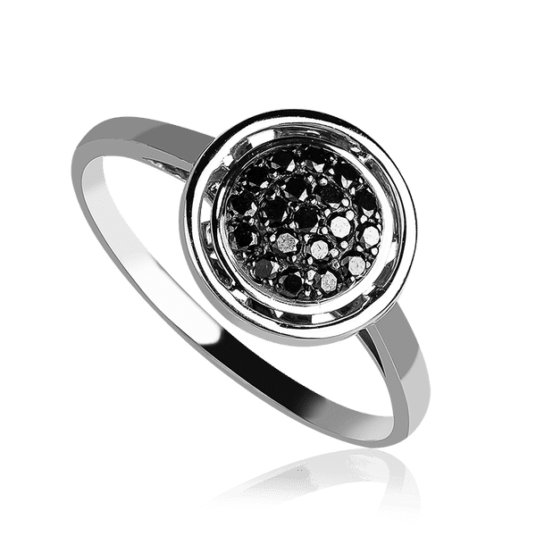 Кольцо из белого золота с черными бриллиантами 036552 детальное изображение ювелирного изделия Золотые кольца