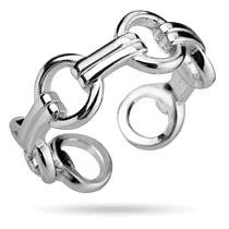 обзорное фото Серебряное кольцо в виде переплетенных гладких звеньев с зеркальной поверхностью 040250  Серебряные кольца без вставок