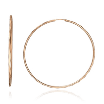 обзорное фото Золотые сережки кольца с алмазной гранью 032717 Золотые серьги без вставок обзорное фото Золотые сережки кольца с алмазной гранью 032717  Золотые серьги без вставок