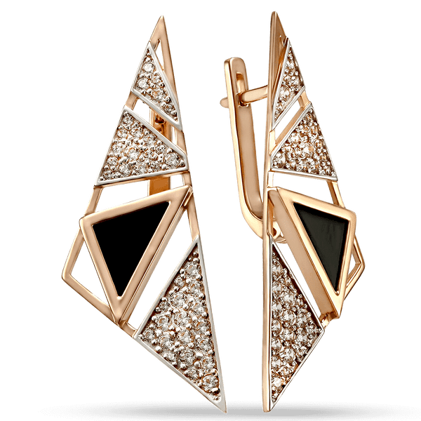 Золотые серьги с агатом и фианитами 030048 детальное изображение ювелирного изделия Золотые серьги с агатом Золотые серьги с агатом и фианитами 030048 детальное изображение ювелирного изделия Золотые серьги с агатом