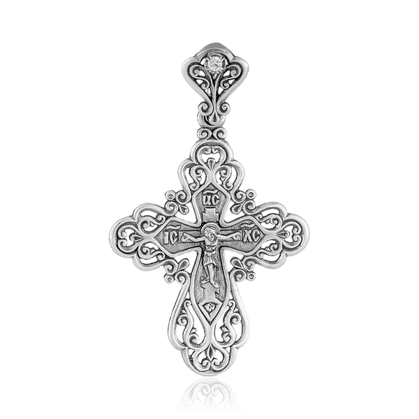 Серебряный крестик ажурный 037003 детальное изображение ювелирного изделия Серебряные подвески крестики Серебряный крестик ажурный 037003 детальное изображение ювелирного изделия Серебряные подвески крестики