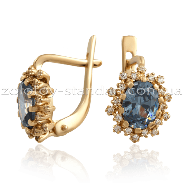 Золотые серьги с цирконием 680 детальное изображение ювелирного изделия Золотые серьги с фианитом Золотые серьги с цирконием 680 детальное изображение ювелирного изделия Золотые серьги с фианитом
