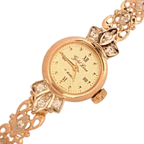 обзорное фото Женские золотые часы с ажурным браслетом с цирконами 036314 Женские золотые часы обзорное фото Женские золотые часы с ажурным браслетом с цирконами 036314  Женские золотые часы