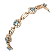 обзорное фото Золотой женский браслет с голубмыи топазами 031941 Золотые браслеты с топазом обзорное фото Золотой женский браслет с голубмыи топазами 031941  Золотые браслеты с топазом