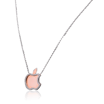 обзорное фото Золотое колье Яблоко с фианитами 026040  Золотые колье с камнями