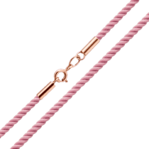 обзорное фото Шелковый розовый шнурок с золотым замком 037894  Шнурки с золотом