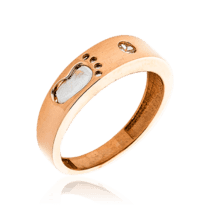 обзорное фото Золотое кольцо с фианитом Слепок Ножки 032926  Золотые кольца