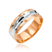 обзорное фото Свадебное обручальное кольцо из белого и красного золота 036738  Золотые кольца