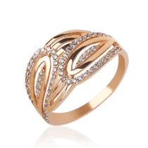 обзорное фото Золотое кольцо с фианитами 031489  Золотые кольца с фианитом