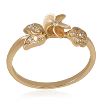 обзорное фото Кольцо из красного золота с бриллиантами 023057  Золотые кольца с бриллиантами