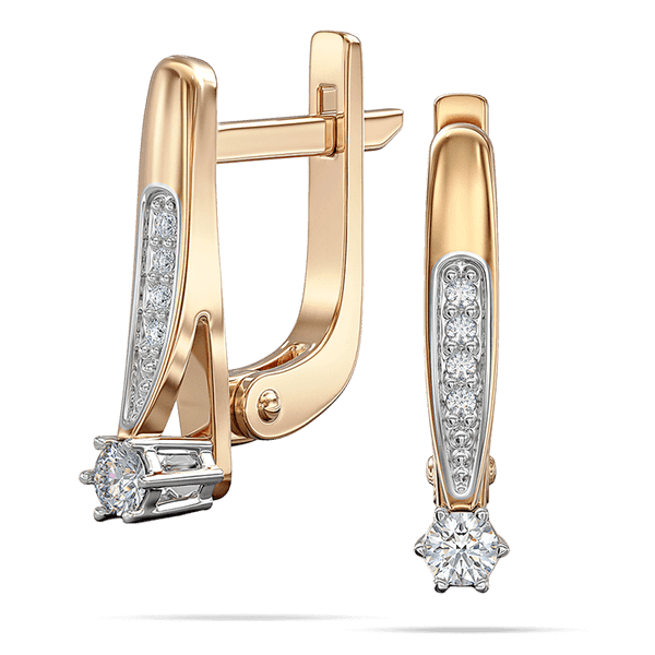 Золотые изящные серьги украшены дорожкой бриллиантов и большим камешком 040338 детальное изображение ювелирного изделия Золотые серьги с бриллиантами Золотые изящные серьги украшены дорожкой бриллиантов и большим камешком 040338 детальное изображение ювелирного изделия Золотые серьги с бриллиантами