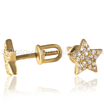 обзорное фото Золотые серьги гвоздики Звезды 2108161  Серьги с камнями