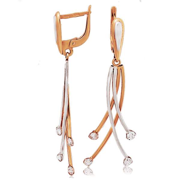 Золотые серьги с цирконием 588 детальное изображение ювелирного изделия Золотые серьги с фианитом