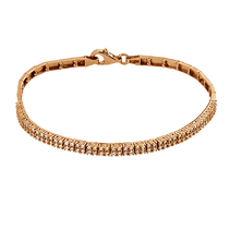 обзорное фото Стильный золотой браслет с фианитовой дорожкой 032313 Золотые браслеты с цирконием (фианитами) обзорное фото Стильный золотой браслет с фианитовой дорожкой 032313  Золотые браслеты с цирконием (фианитами)