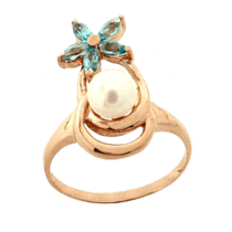 обзорное фото Кольцо с жемчугом 320591  Золотые кольца с жемчугом