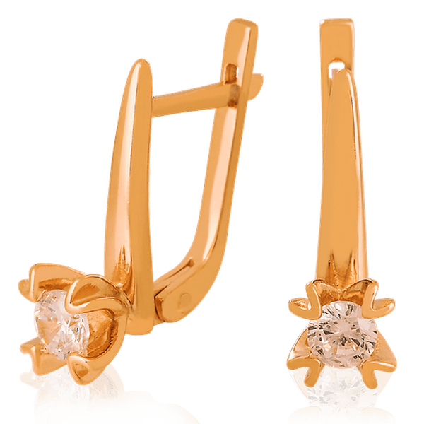 Золотые серьги с цирконием 023353 детальное изображение ювелирного изделия Золотые серьги с фианитом Золотые серьги с цирконием 023353 детальное изображение ювелирного изделия Золотые серьги с фианитом