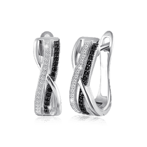 обзорное фото Серебряные серьги Бесконечность с фианитами 026227  Серебряные серьги с камнями