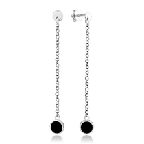 обзорное фото Сережки цепочки серебряные с эмалью 036871 Серебряные серьги обзорное фото Сережки цепочки серебряные с эмалью 036871  Серебряные серьги