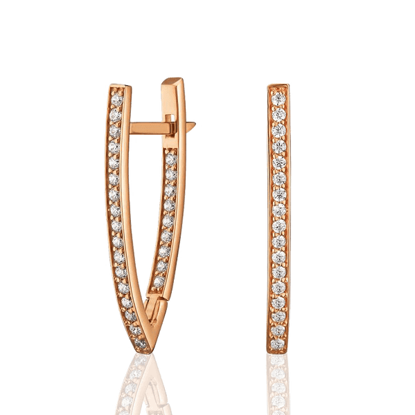 Сережки стріли з червоного золота з фіанітами 034245 детальне зображення ювелірного виробу Сережки стріли з червоного золота з фіанітами 034245 детальне зображення ювелірного виробу