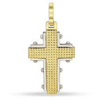 обзорное фото Крестик в комбинированном золоте 038858  Декоративные золотые крестики