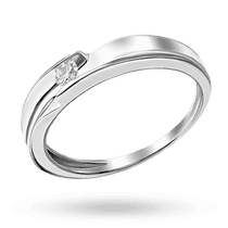 обзорное фото Кольцо в белом золоте с бриллиантом в оригинальной элегантной закрепке 040520  Золотые кольца с бриллиантами