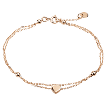обзорное фото Золотой браслет двойной  якорного плетение с сердечком и шариками 038236 Золотые браслеты без камней обзорное фото Золотой браслет двойной  якорного плетение с сердечком и шариками 038236  Золотые браслеты без камней