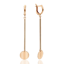 обзорное фото Длинные золотые серьги с монеткой Эшли 034281 Золотые серьги обзорное фото Длинные золотые серьги с монеткой Эшли 034281  Золотые серьги