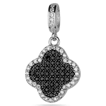 обзорное фото Подвесок из серебра 925 пробы Клевер с черно - белыми фианитами 039414 Серебряные подвески со вставками обзорное фото Подвесок из серебра 925 пробы Клевер с черно - белыми фианитами 039414  Серебряные подвески со вставками