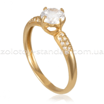 обзорное фото Золотое кольцо с цирконием 1197471  Золотые кольца для помолвки с цирконием