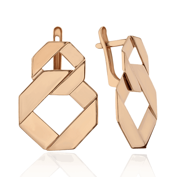 Серьги из красного золота в виде двух звеньев 034624 детальное изображение ювелирного изделия Золотые серьги Серьги из красного золота в виде двух звеньев 034624 детальное изображение ювелирного изделия Золотые серьги