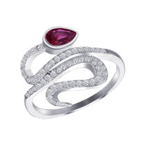 обзорное фото Женское серебряное кольцо с фианитами 031293  Серебряные кольца со вставками