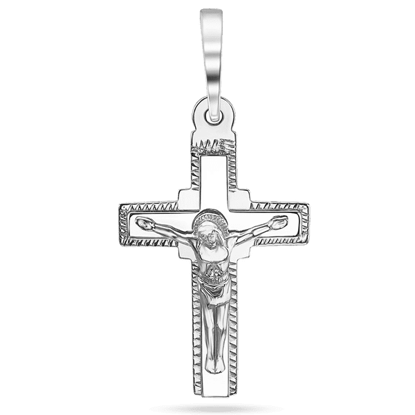 Православный крест Распятие в белом золоте с алмазной гравировкой 039858 детальное изображение ювелирного изделия Золотые крестики православные Православный крест Распятие в белом золоте с алмазной гравировкой 039858 детальное изображение ювелирного изделия Золотые крестики православные