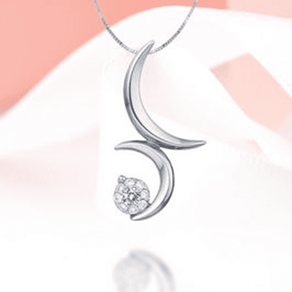 подвеска две луны с бриллиантом белое золото подвеска две луны с бриллиантом белое золото
