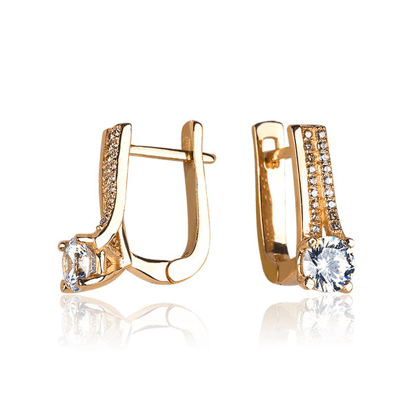 Серёжки из красного золота с фианитами повседневные 032736 детальное изображение ювелирного изделия Золотые серьги с фианитом Серёжки из красного золота с фианитами повседневные 032736 детальное изображение ювелирного изделия Золотые серьги с фианитом