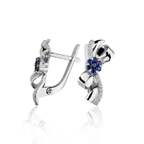 обзорное фото Серьги из белого золота с сапфирами и бриллиантами 028491 Золотые серьги с сапфиром обзорное фото Серьги из белого золота с сапфирами и бриллиантами 028491  Золотые серьги с сапфиром