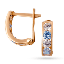 обзорное фото Детские золотые серьги с цирконием 90018  Серьги с камнями