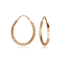 обзорное фото Золотые серьги кольца с алмазной гранью 025468  Золотые серьги кольца (конго) 