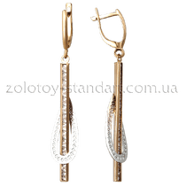 обзорное фото Золотые серьги 567102 Золотые серьги с фианитом обзорное фото Золотые серьги 567102  Золотые серьги с фианитом