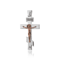 обзорное фото Серебряный нательный крест с золотом 030643  Серебряные подвески крестики