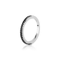 обзорное фото Серебряное кольцо с черными фианитами 028010  Серебряные кольца со вставками