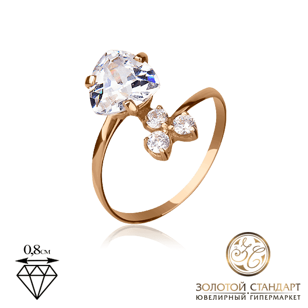 Золотое кольцо с фианитами Принцесса Золотое кольцо с фианитами Принцесса