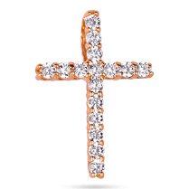 обзорное фото Золотой крестик с фианитами 036292 Декоративные золотые крестики обзорное фото Золотой крестик с фианитами 036292  Декоративные золотые крестики
